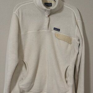 Patagonia Sweater Women XL White Snap T Pullover Fleece Camping Fishing Hike